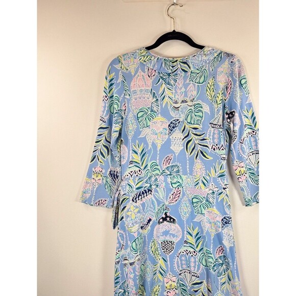 Lilly Pulitzer Blue Jessalynne Romper Wrap Mini Floral Ruffle Stretch Size M - Picture 9 of 12